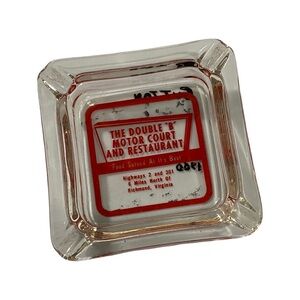 Vintage Glass Ashtray The Double "B" Motor Court and Restaurant